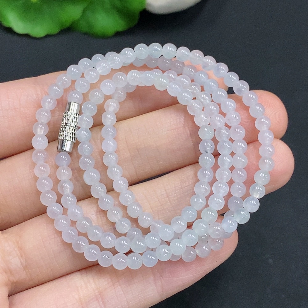 F32793604 JadeiteBeaded Necklace Approx. 3.6mm Non-Gold Total Weight Approx. 12.82g