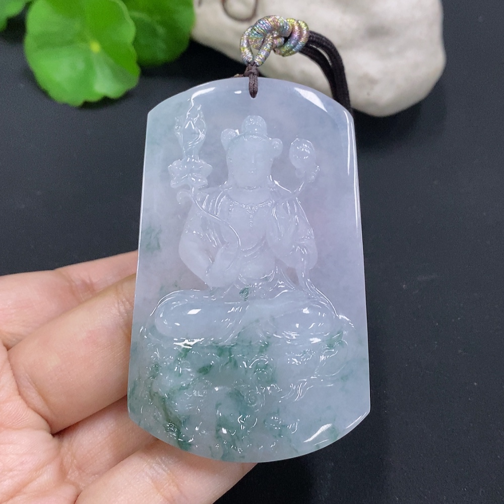 F30483742 Jadeite Pendant, Total Weight Including Rope Approximately 73.2g