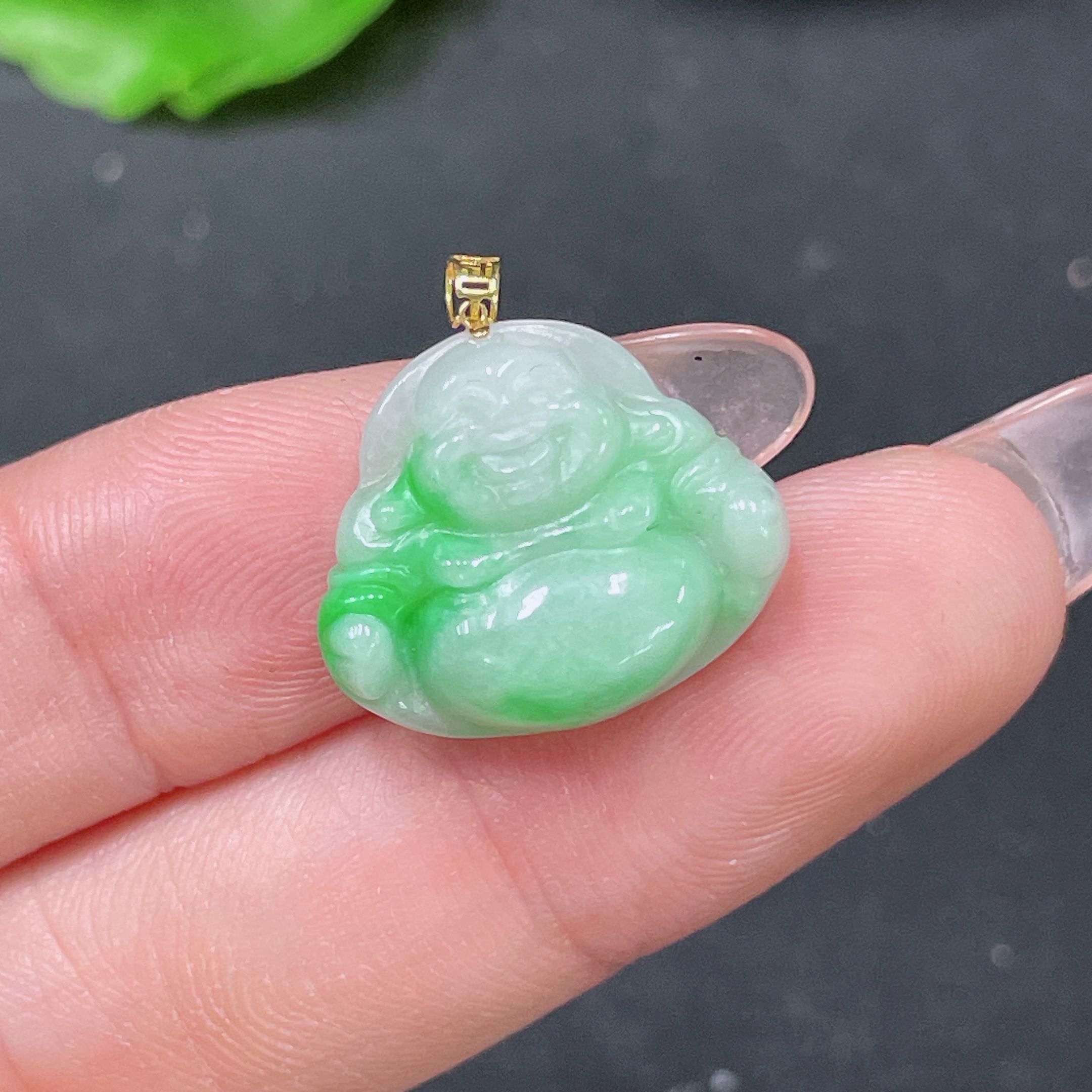 F34021382 Jadeite Pendant Buddha in 18k, Total Weight Approx. 2.36g