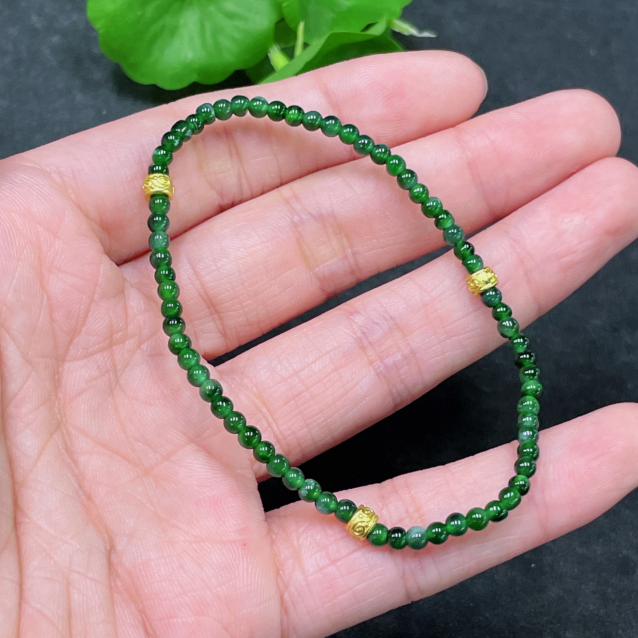 F33839513 Jadeite Bracelet Non-Gold Total Weight Approx. 3.09g Size Approx. 3mm