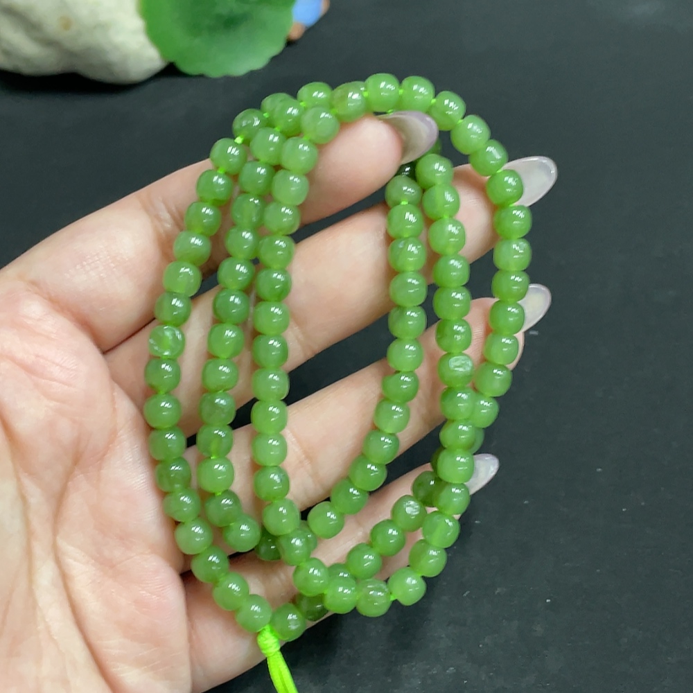 H34956861 Hetian Jade Bead Necklace, Approx. 5.8mm, Total Weight Approx. 36g