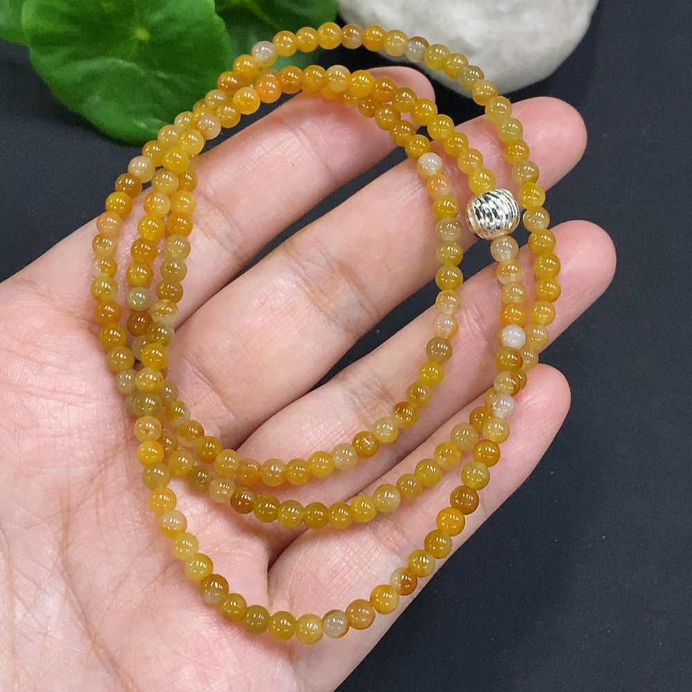 F35156506 Jadeite Bead Necklace Approx. 3.7mm Non-Gold Total Weight Approx. 17.2g