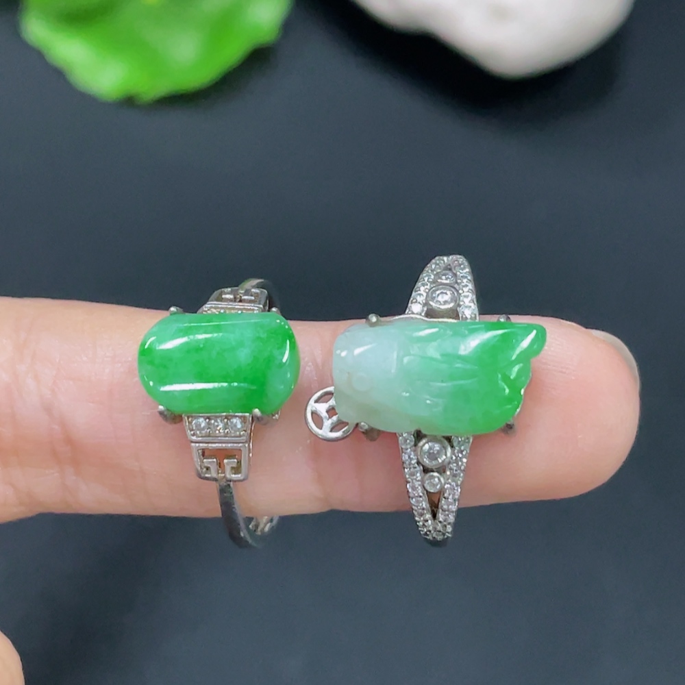 F32696996 Jadeite Inlaid Piece Non-Gold Adjustable Sell as a Lot