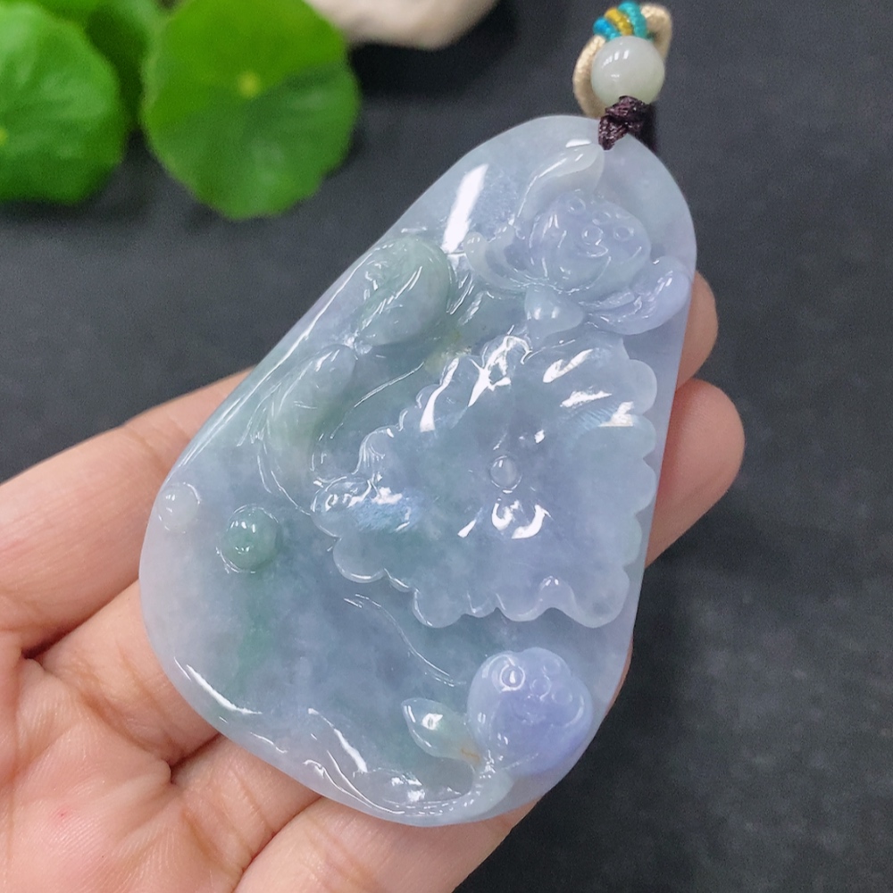 F33912720 Jadeite Pendant Abundance Year After Year Total Weight Approx. 36g Including Rope Beads Non-Grade A