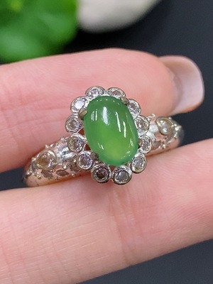 F27075687 Jadeite Cabochon Non-Gold Inlaid Total Weight Approx. 7.3g