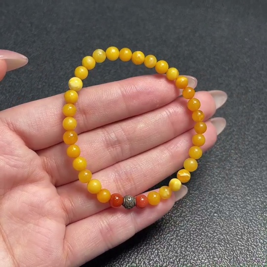 C34066345 Amber Beeswax Bracelet Total Weight Approximately 3.17g Size About 5.2mm Non-Natural Accent Stones Non-Gold