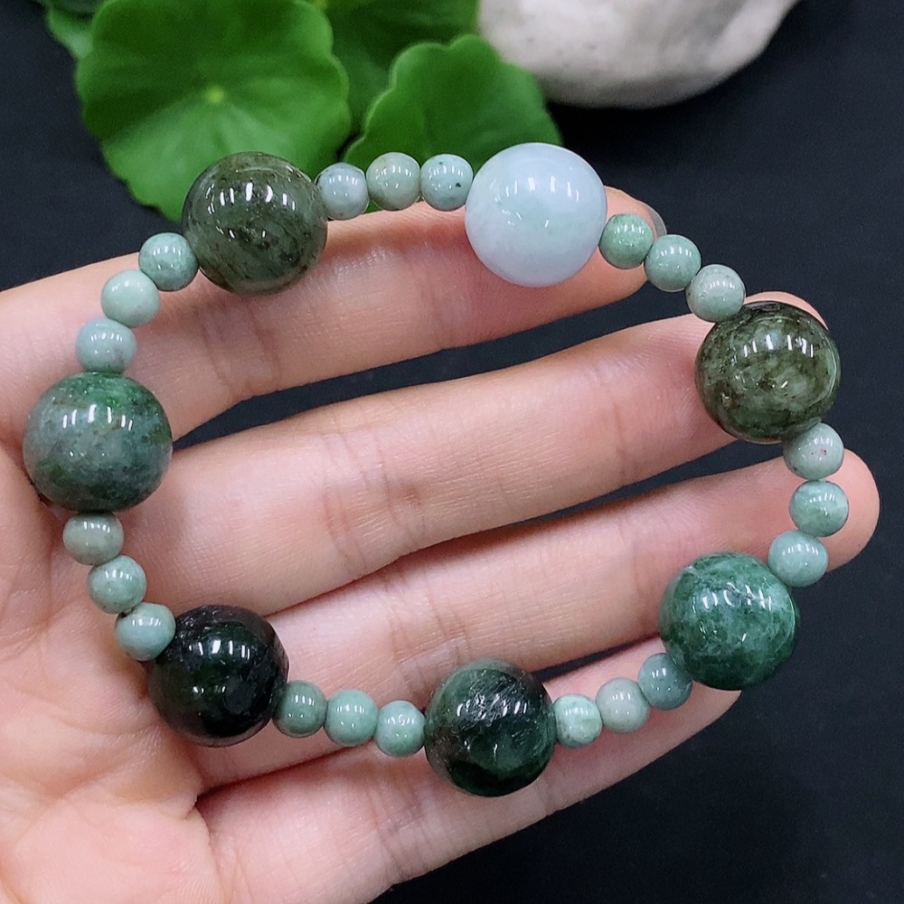F29346882 Jadeite Bracelet Size 13/5mm Approx. Total Weight About 30.49g with Other Mineral Components