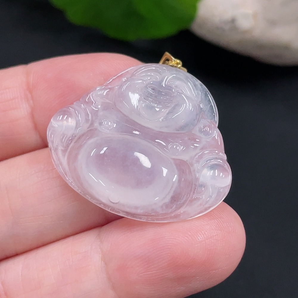 F30526926 Jadeite Buddha Pendant, 18K Gold, Total Weight Approx. 5.7g