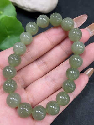 H32776950 Hetian Jade Bracelet, Approx. 9.7mm Beads, Total Weight About 29.6g