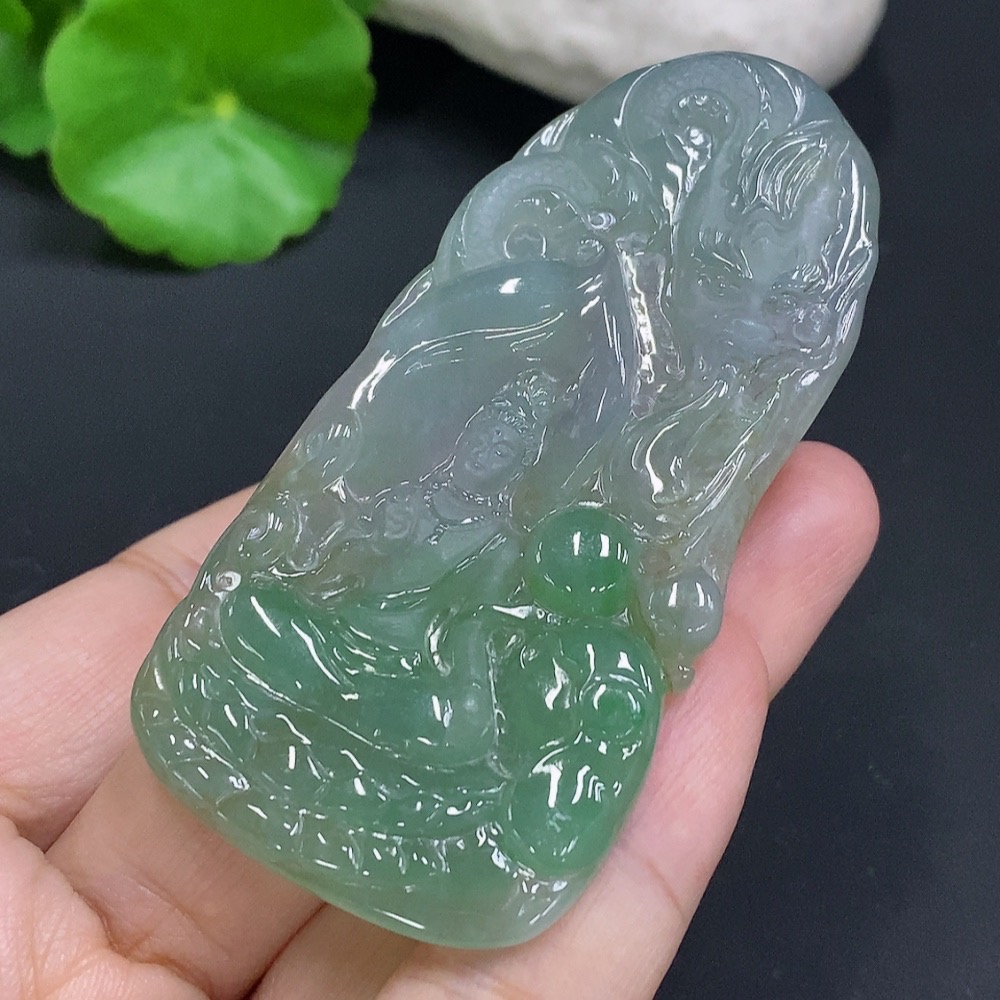 F26971853 Jadeite Dragon-Keeper Guanyin Pendant