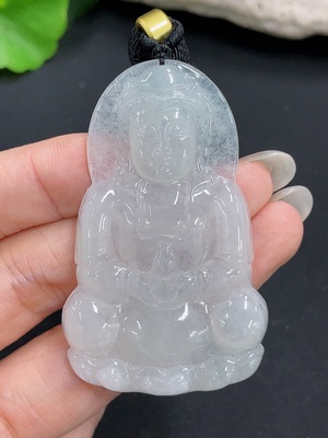 F42969973 翡翠挂件 观音 含绳货品总重约25.16g