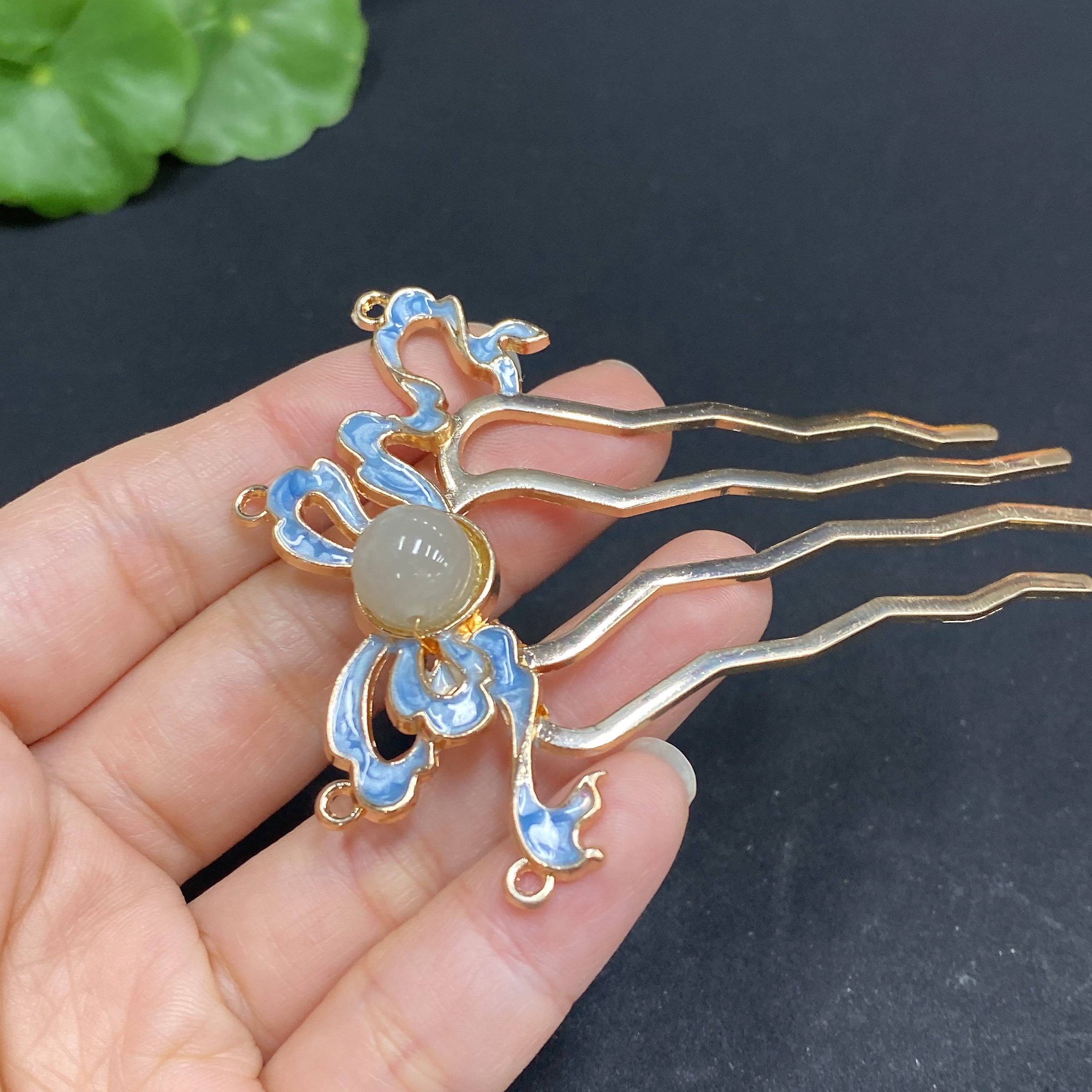 H34969938 Hetian Jade Hairpin    Approx. 9.4mm    Non-gold Inlaid    Total Weight Approx. 8.6g