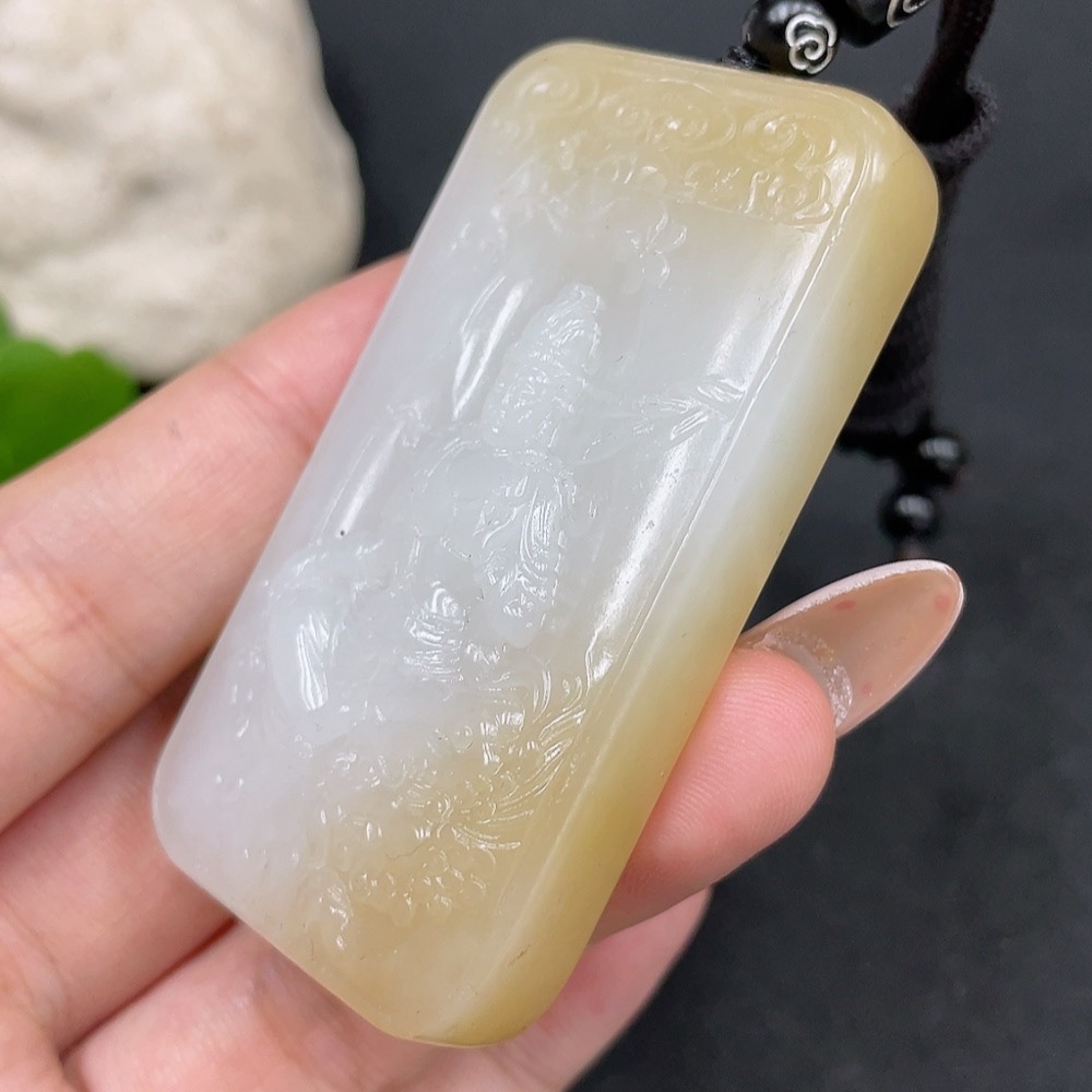 H31664185 Hetian Jade Pendant Manjushri Bodhisattva