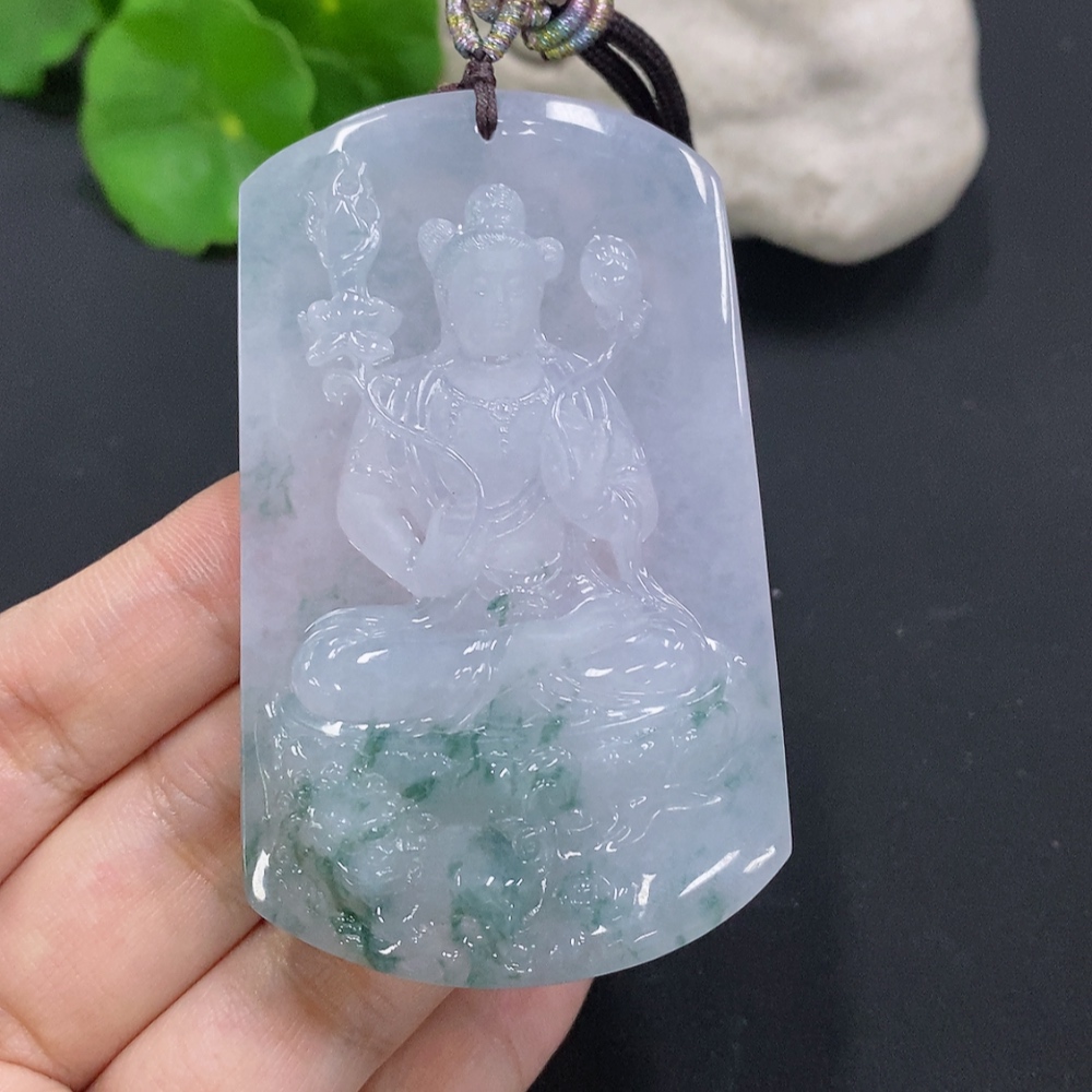 F30483742 Jadeite Pendant, Total Weight Including Rope Approximately 73.2g