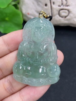 F46571381 翡翠挂件 观音 非金 含绳货品总重约16.2g
