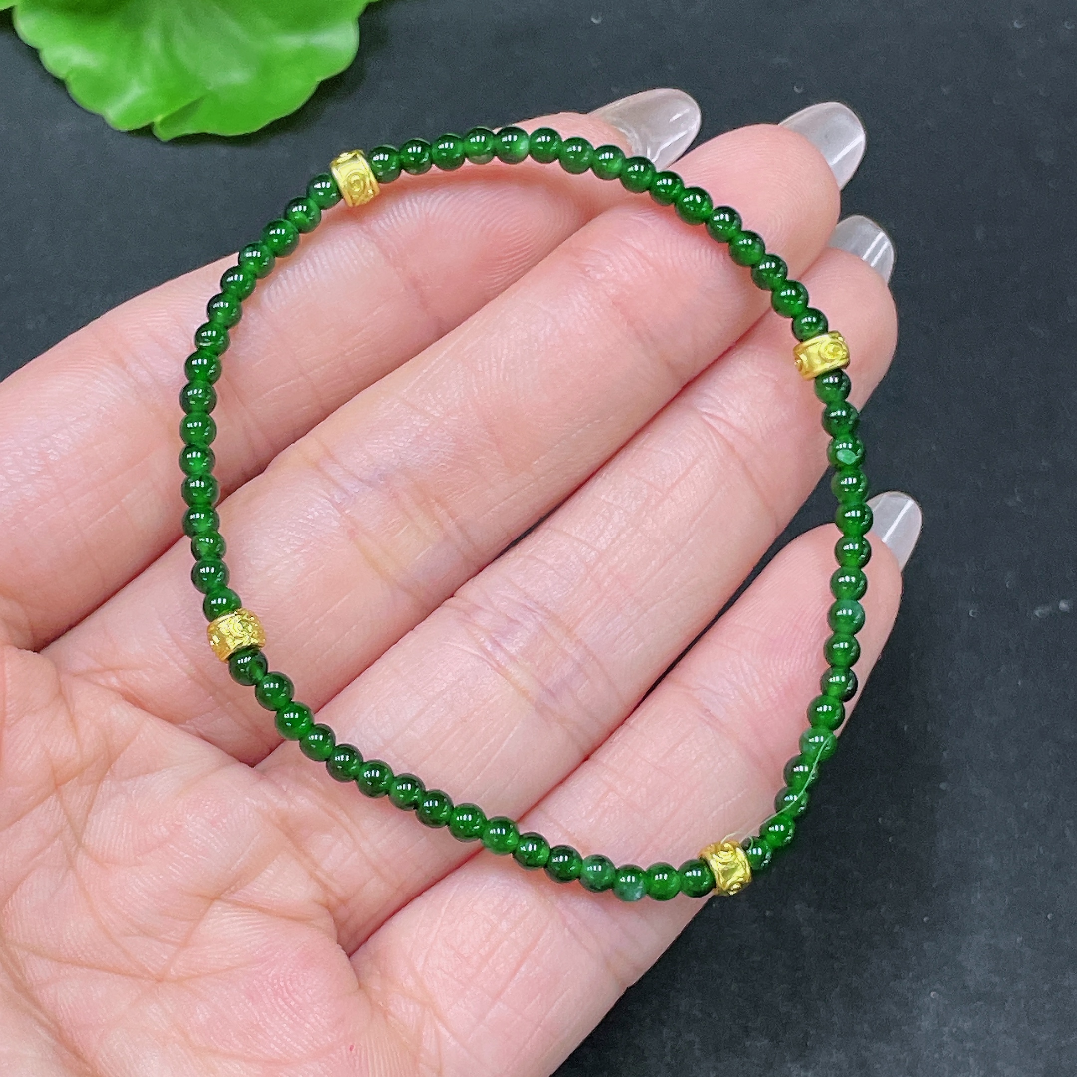 F35105611 Jadeite Bracelet Non-Gold Total Weight Approx. 3.38g Size About 3mm