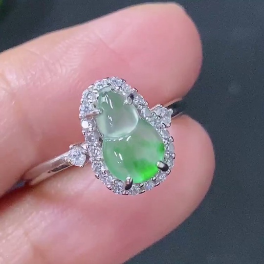 F30572485 Jadeite Inlaid Ring Non-Gold Adjustable Total Weight Approx. 1.93g
