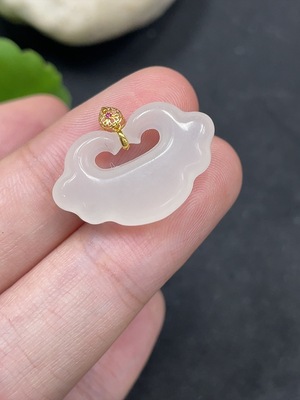 H36259531 Hetian Jade Pendant Ruyi 18k Gold Total Weight Approx. 2.7g