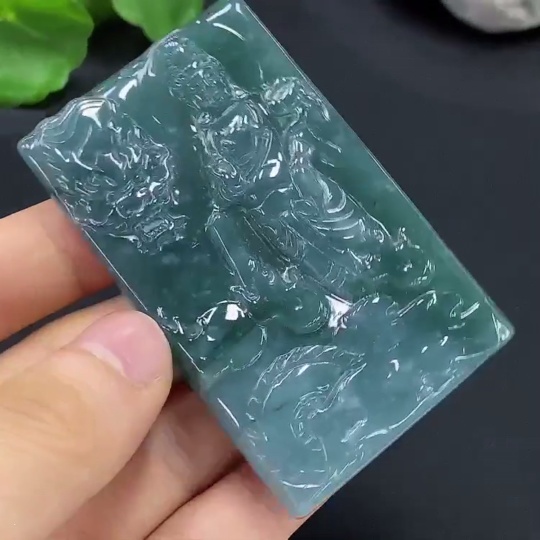 F23561724 Jadeite Avalokiteshvara Pendant with Dragon, Total Weight 44.642g