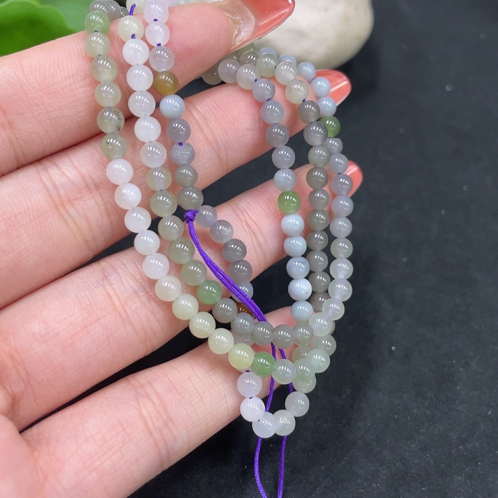 H34053225 Hetian Jade Bead Necklace Approx. 4mm Total Weight Approx. 11.9g