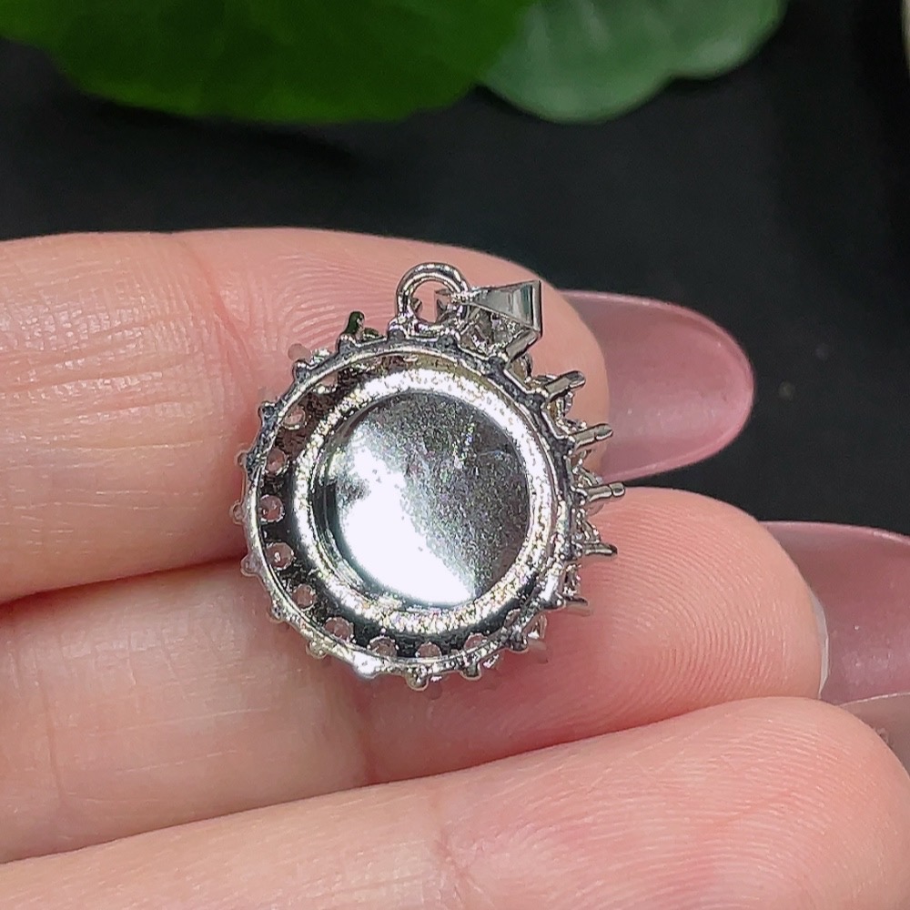 F34982838 Jadeite Inlaid Pendant Total Weight Approx. 2.5g (Non-Gold Inlaid)