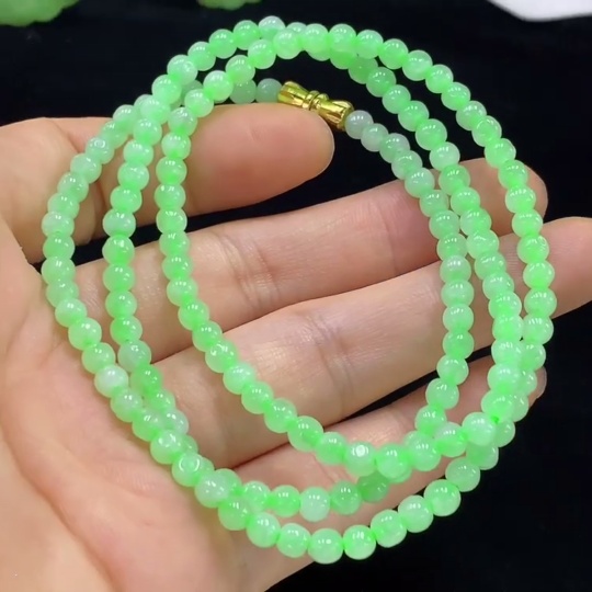 F33928909 Jadeite Bead Necklace Approx. 3.8mm Total Weight Approx. 18.8g Non-Gold