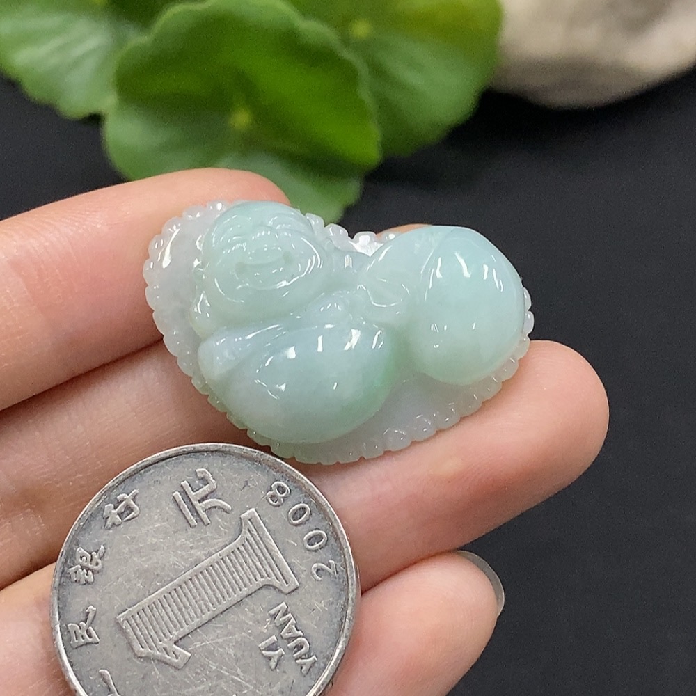 F35115420 Jadeite Buddha Pendant Total Weight Approx. 8.55g