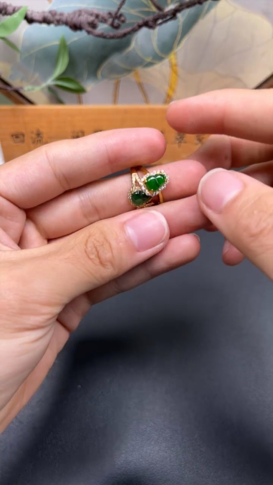 F34981985 Jadeite Inlaid Ring Sell as a Lot (Non-Gold Setting) (Adjustable)