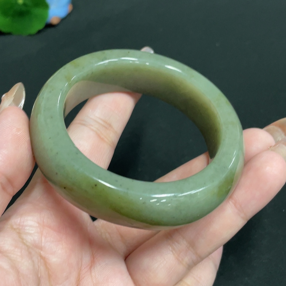 H32804672 Hetian Jade Round Bracelet, Size 53.6, Total Weight Approx. 88.4g