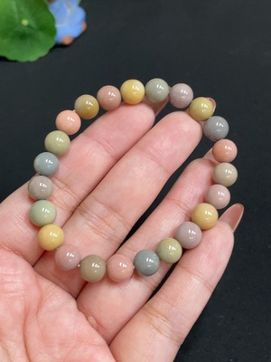 H35100778 Alashan Agate Bracelet, approx. 8mm beads, contains other mineral components, total weight approx. 16.8g