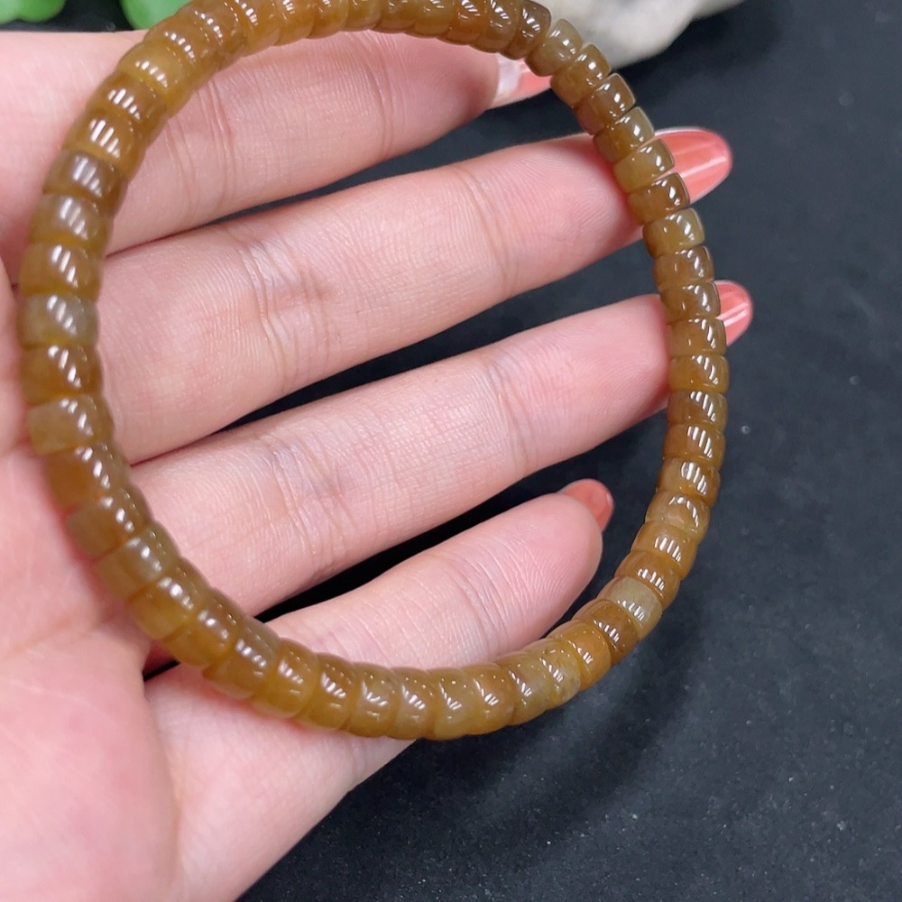 H35084222 Hetian Jade Bracelet Approx. 5.7mm Beads Total Weight Approx. 14.3g