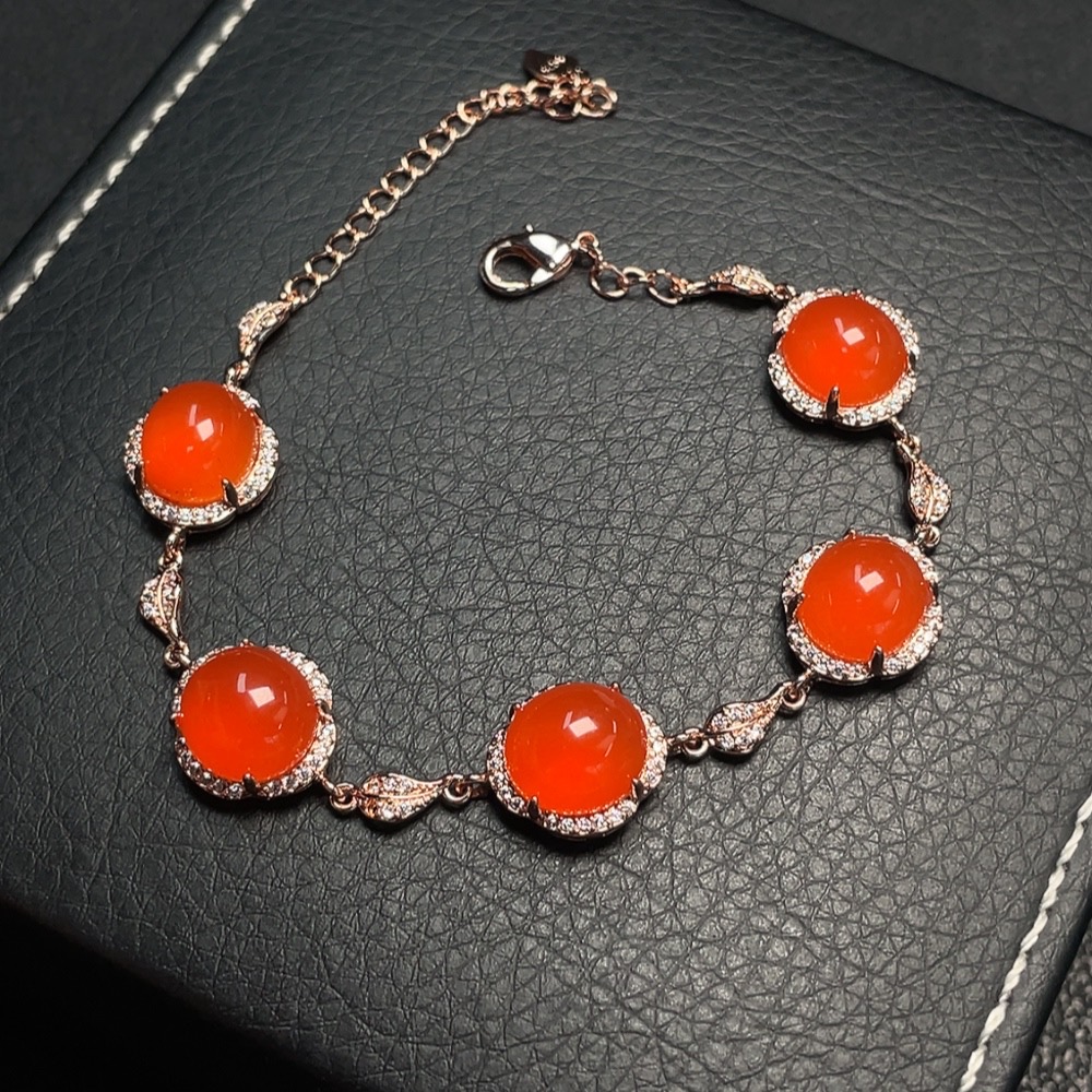 C31575746 Red Agate Inlaid Bracelet (Non-Gold Inlaid) Total Weight Approx. 11.25g