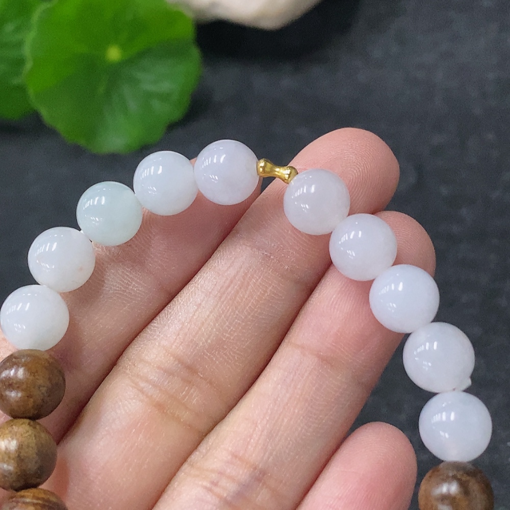 F32792137 Jadeite Bracelet Approximately 8mm Total Weight About 11.45g Non-A Bead 18k