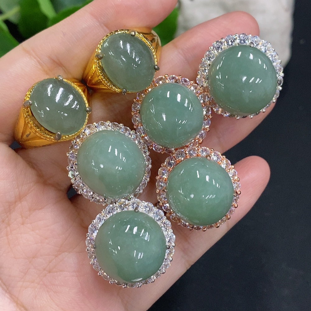 F32775903 Jadeite Cabochon Sell as a Lot Non-Gold Setting