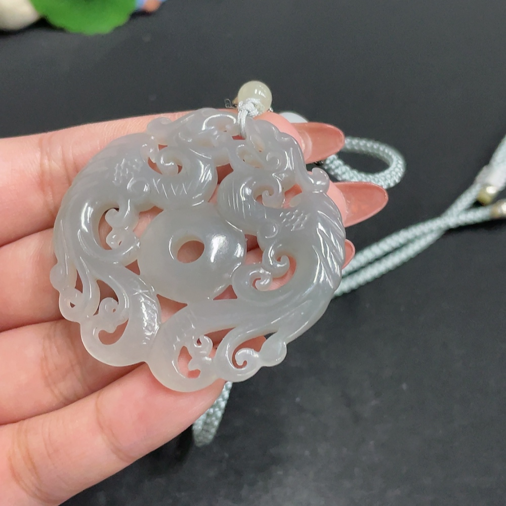 H34005660 Hetian Jade Pendant, Antique-style Piece, Total Weight Approx. [with cord] 27.9g, Beads Not Hetian Jade