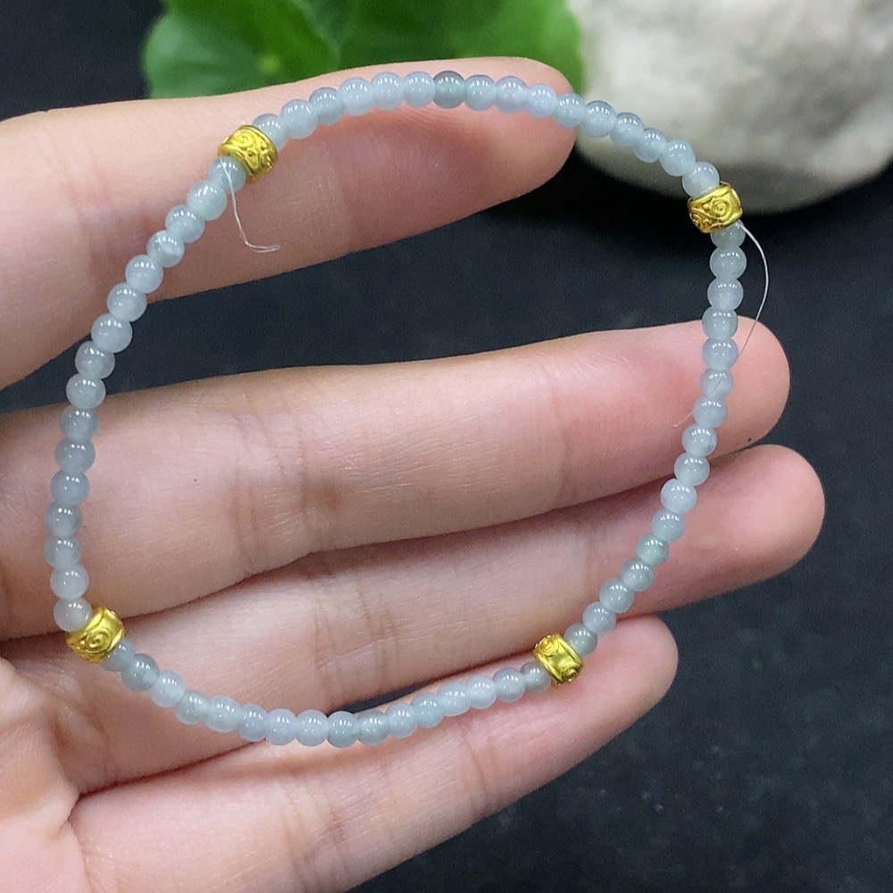 F34057452 Jadeite Bracelet 3mm approx. Non-gold inlaid Total weight approx. 3.35g