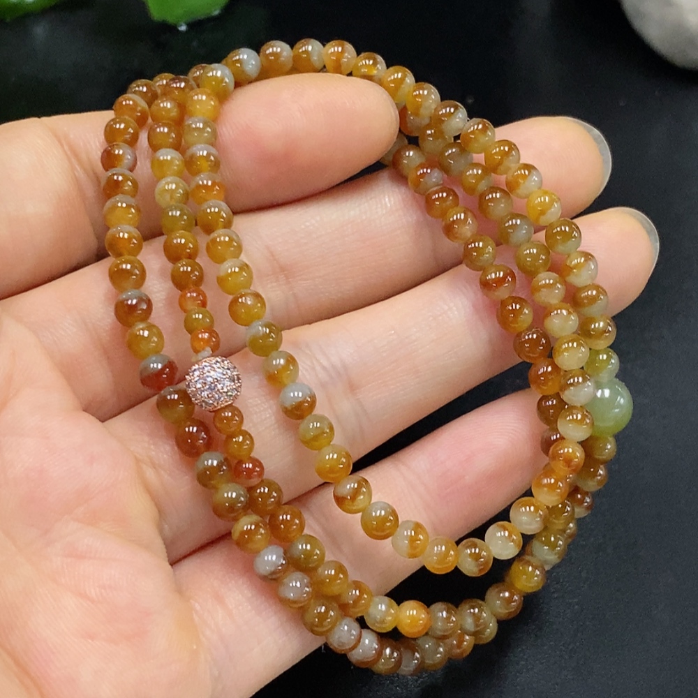 F29363368 Jadeite Beaded Necklace Non-Gold Color Origin Undetermined Total Weight Approx. 17.35g Size Approx. 4.2mm