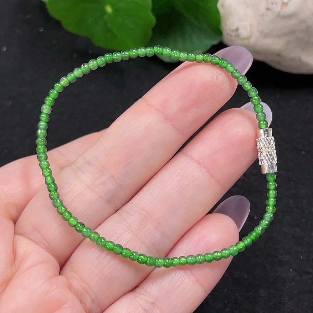 F34965543 Jadeite Bracelet Bead Size 2.2mm Approx. Total Weight 2.3g Non-gold Inlaid