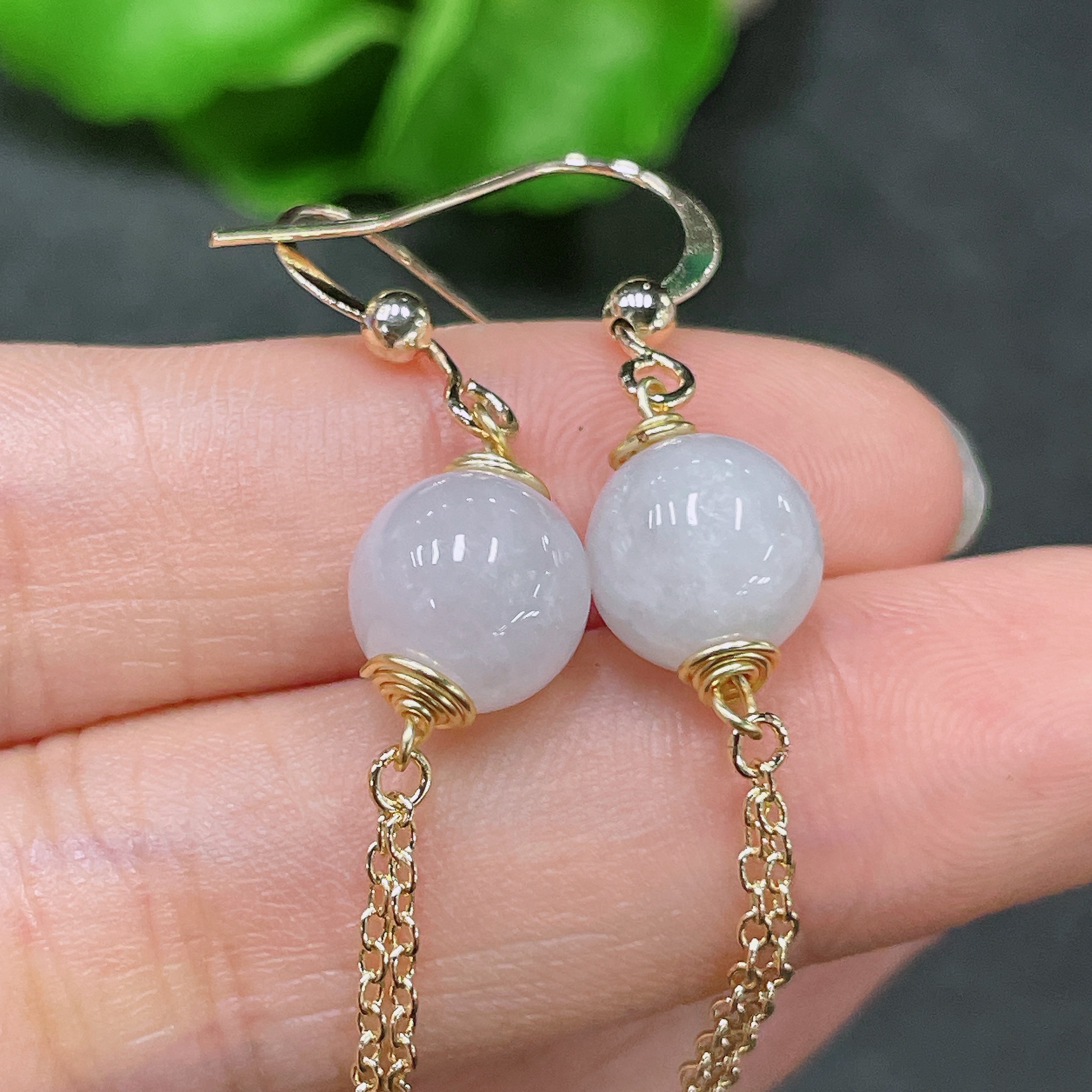 F32780248 Jadeite Inlaid Earrings Non-Gold