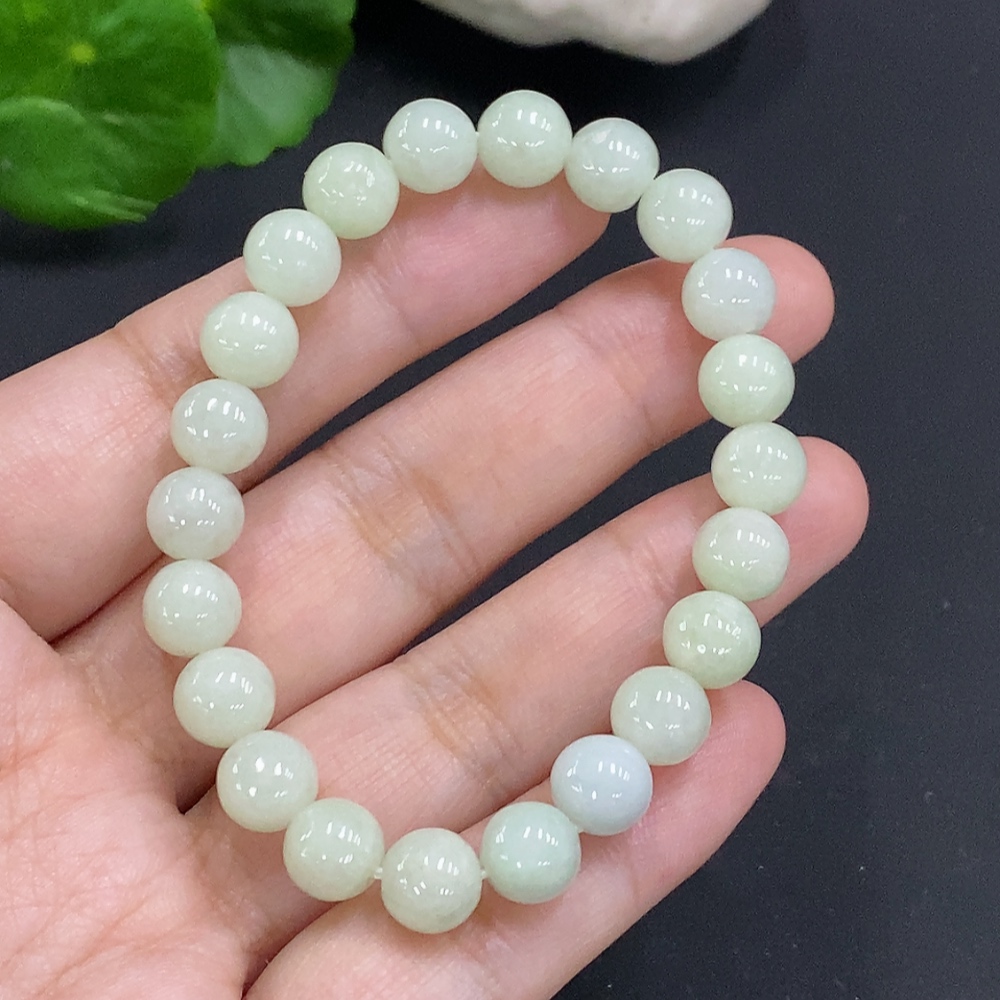 F35157100 Jadeite Bead Necklace Approximately 7.8mm Bead Size Total Weight About 19.7g