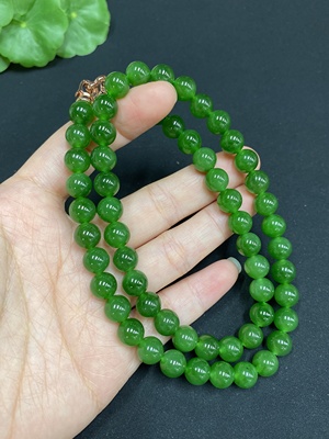 H34986385 Hetian Jade Jasper Bead Necklace, Approx. 8mm, Non-Gold, Total Weight Approx. 48.9g