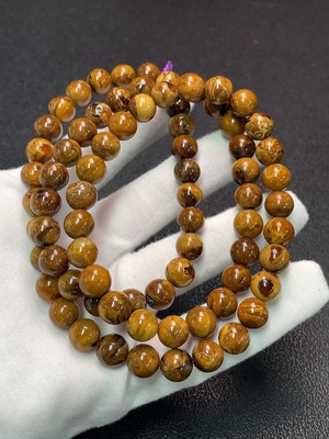 C34006606 Amber and Beeswax Bead Strand, Total Weight Approx. 31.71g, Size About 8.8mm