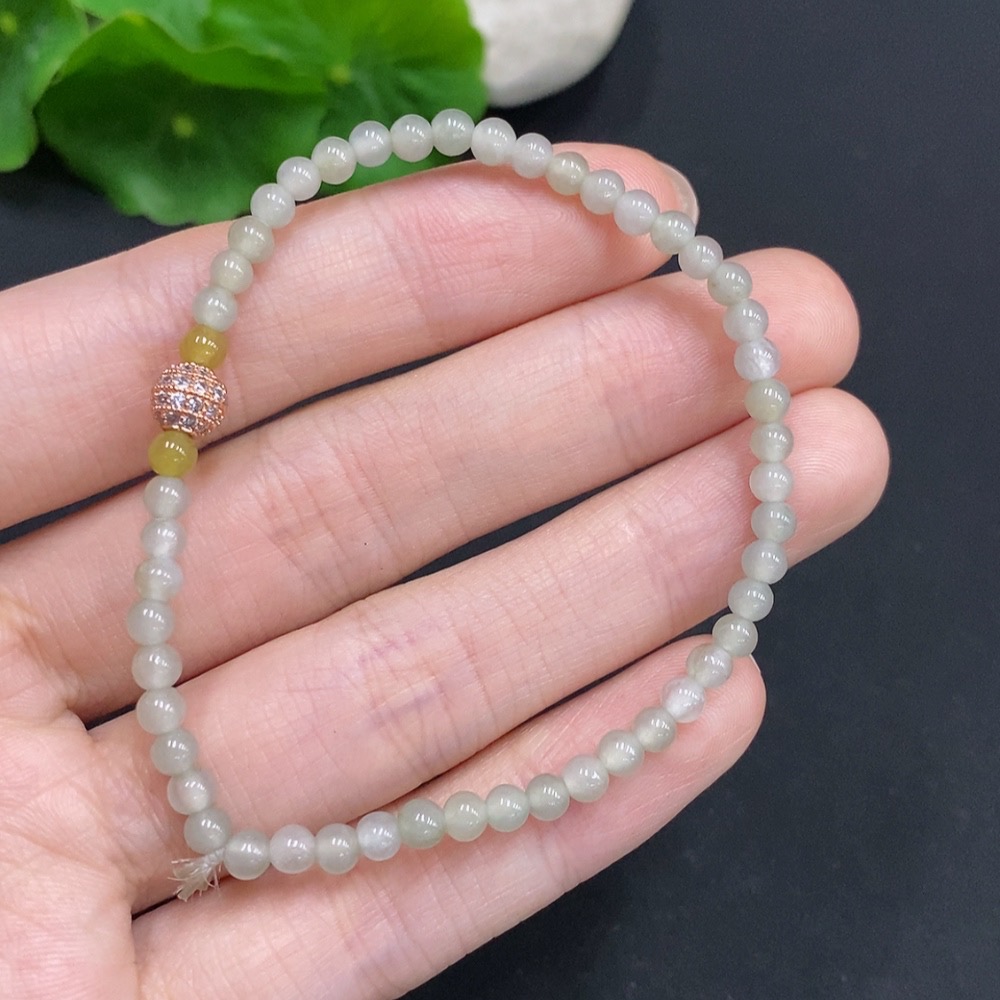 F35159727 Jadeite Bracelet Non-Gold Inlaid Total Weight Approx. 4.2g Size 3.7mm