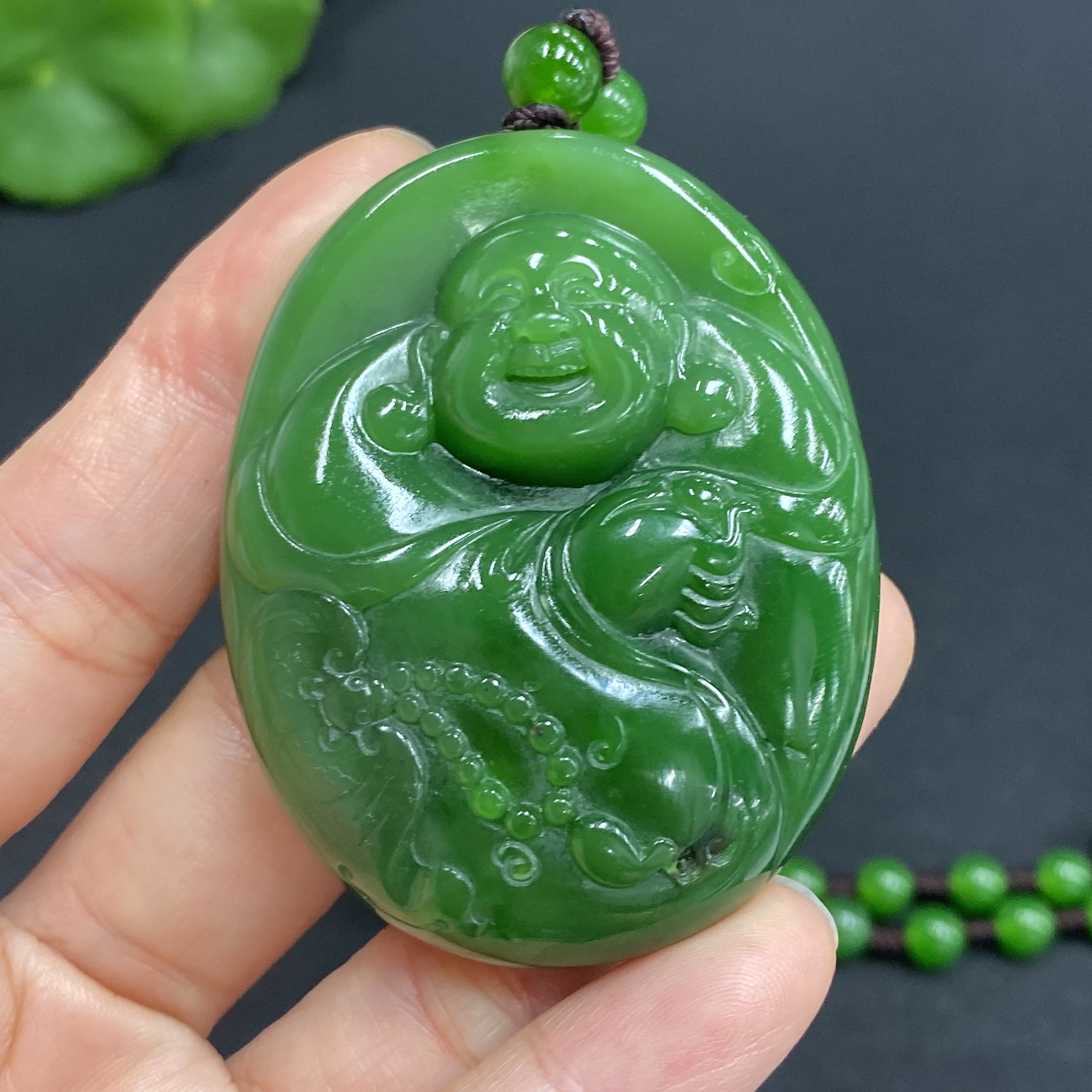 H28261106 Hetian Jade Pendant - Buddha with Non-Hetian Jade Chain, Total Weight Approx. 80.7g (Incl. Chain)