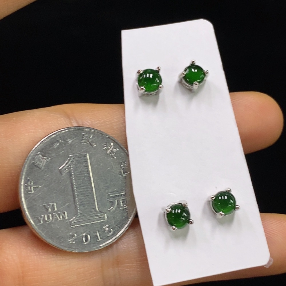 F34045330 Jadeite Inlaid Earrings Non-Gold