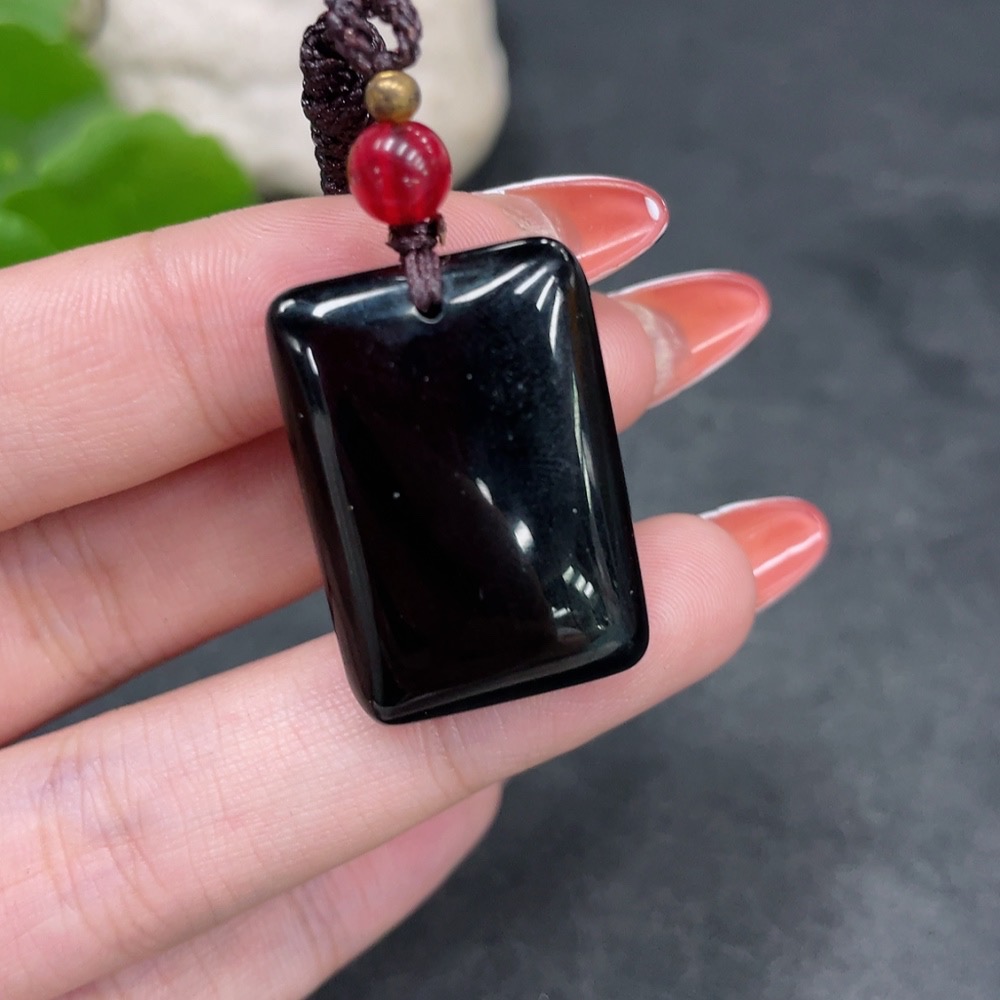 H34980216 Hetian Jade Pendant, Plain Pendant, Color Origin Undetermined, Total Weight (including rope) Approx. 13.3g