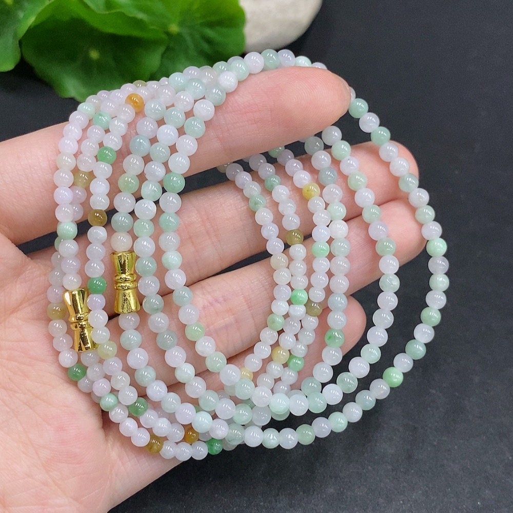 F34061624 Jadeite Beads Sell as a Lot Non Gold Inlaid
