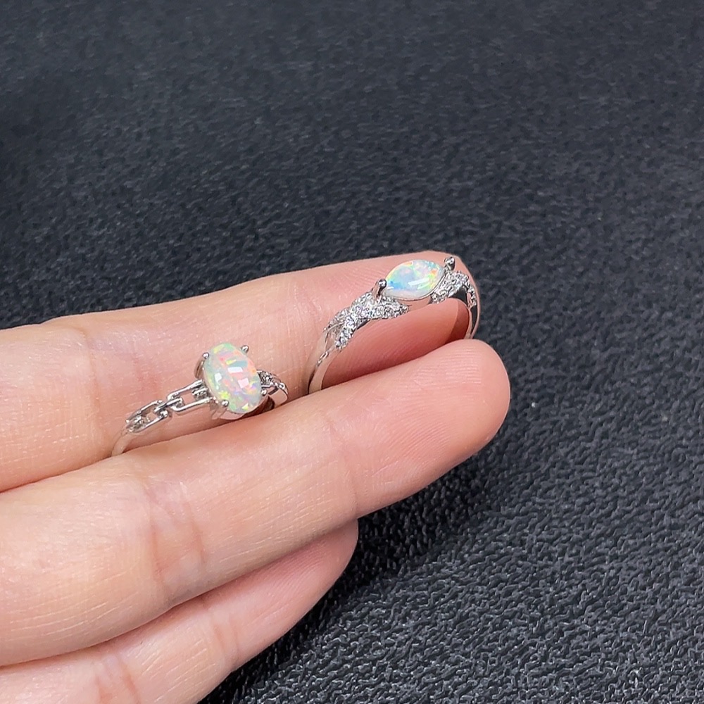 C34949587 Opal Ring, Non-Gold, Adjustable, Total Weight Approx. 3.6g, Sell as a Lot
