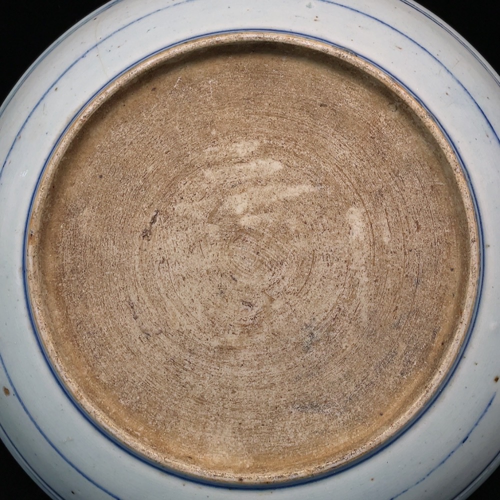 W29382633 Ceramic Blue and White Sunflower Plate, Early Qing Dynasty (size as per the actual item)