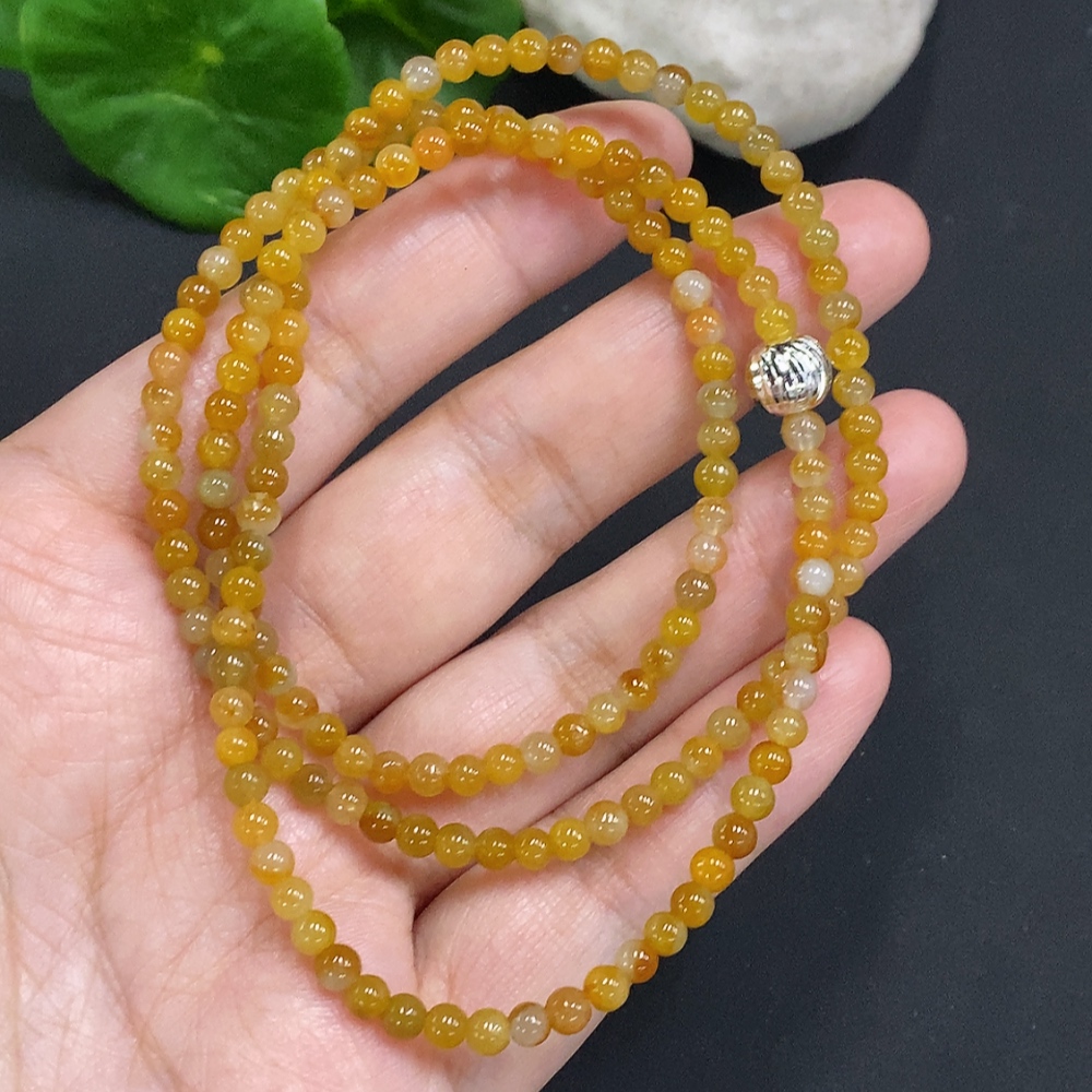 F35156506 Jadeite Bead Necklace Approx. 3.7mm Non-Gold Total Weight Approx. 17.2g